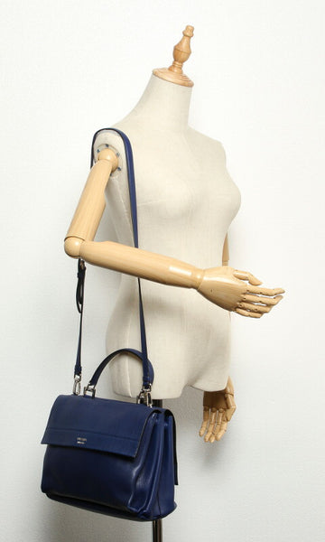 プラダ ブルー  レザー ショルダーバッグ レディース PRADA 中古