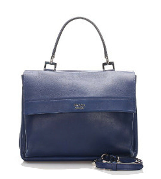 プラダ ブルー  レザー ショルダーバッグ レディース PRADA 中古