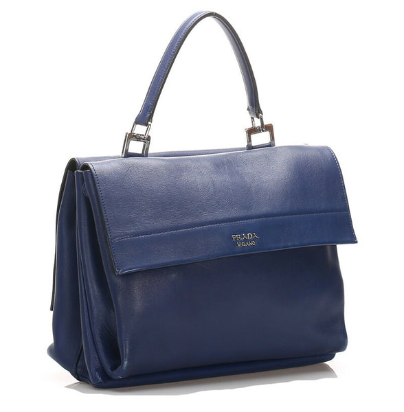 プラダ ブルー  レザー ショルダーバッグ レディース PRADA 中古