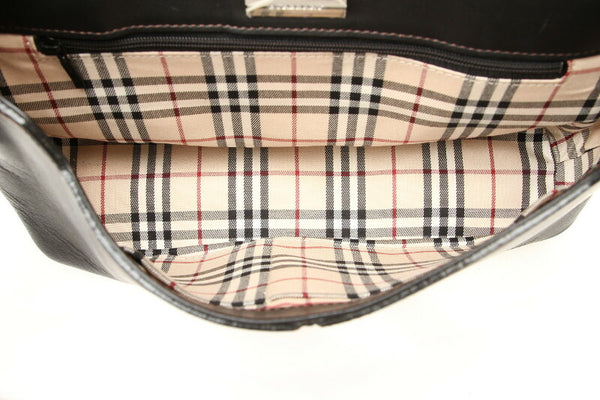 バーバリー ブラック  レザー ショルダーバッグ レディース BURBERRY 中古