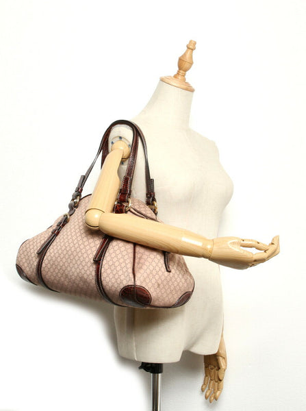 セリーヌ マカダム ピンク キャンバス ハンドバッグ レディース CELINE 中古