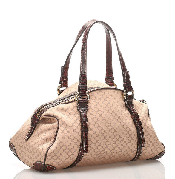 セリーヌ マカダム ピンク キャンバス ハンドバッグ レディース CELINE 中古