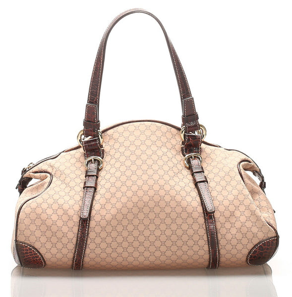 セリーヌ マカダム ピンク キャンバス ハンドバッグ レディース CELINE 中古