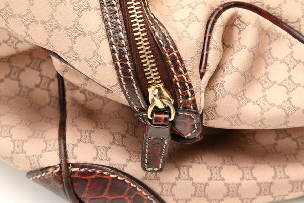 セリーヌ マカダム ピンク キャンバス ハンドバッグ レディース CELINE 中古