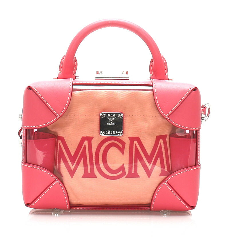 エム シー エム ピンク レザー ビニール ショルダーバッグ レディース MCM 中古