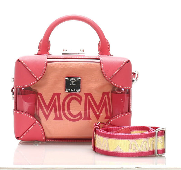 エム シー エム ピンク レザー ビニール ショルダーバッグ レディース MCM 中古
