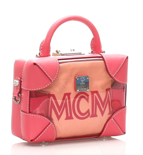 エム シー エム ピンク レザー ビニール ショルダーバッグ レディース MCM 中古