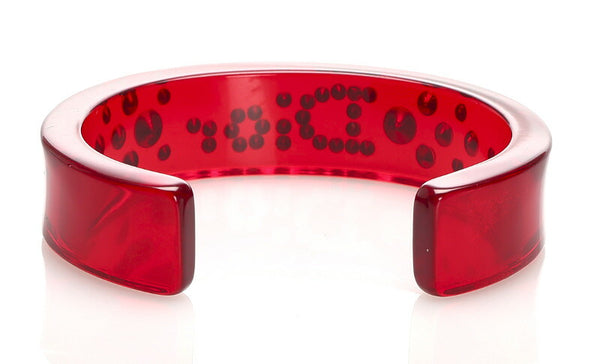 クリスチャンディオール レッド プラスチック ラインストーン バングル レディース Christian Dior 中古