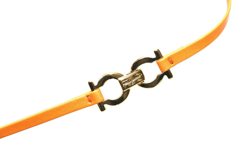 サルヴァトーレフェラガモ オレンジ レザー ガンチーニ ブレスレット レディース Salvatore Ferragamo 中古