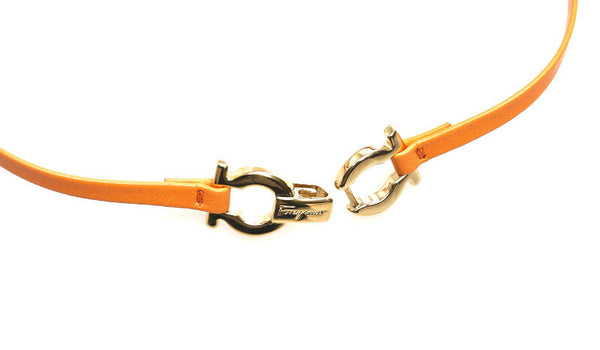 サルヴァトーレフェラガモ オレンジ レザー ガンチーニ ブレスレット レディース Salvatore Ferragamo 中古