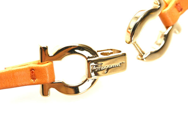 サルヴァトーレフェラガモ オレンジ レザー ガンチーニ ブレスレット レディース Salvatore Ferragamo 中古