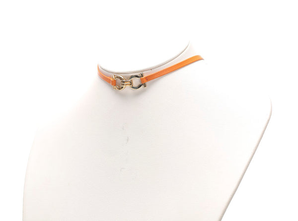 サルヴァトーレフェラガモ オレンジ レザー ガンチーニ ブレスレット レディース Salvatore Ferragamo 中古