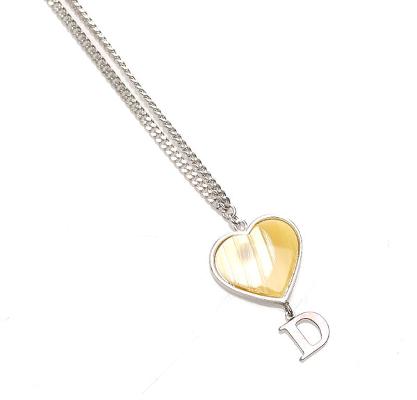 クリスチャンディオール シルバー メタル Dロゴ ハート ネックレス レディース Christian Dior 中古