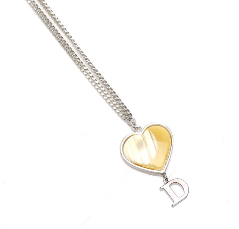 クリスチャンディオール シルバー メタル Dロゴ ハート ネックレス レディース Christian Dior 中古