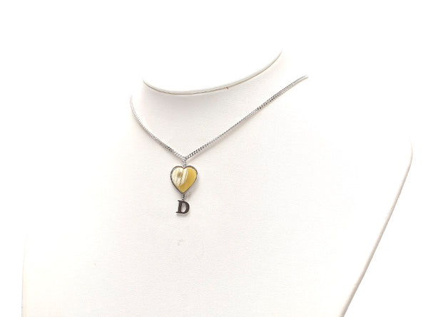 クリスチャンディオール シルバー メタル Dロゴ ハート ネックレス レディース Christian Dior 中古