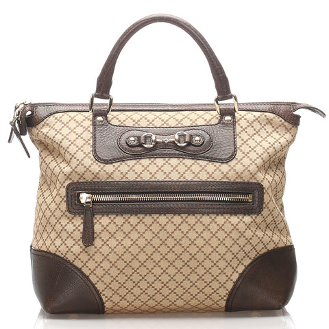 グッチ GG ディアマンテ 247283 ブラウン  キャンバス レザー トートバッグ レディース GUCCI 中古