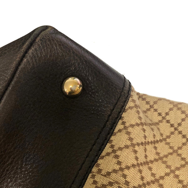 グッチ GG ディアマンテ 247283 ブラウン  キャンバス レザー トートバッグ レディース GUCCI 中古