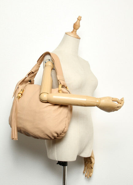 グッチ インディバンブー 232930 ベージュ レザー ショルダーバッグ レディース GUCCI 中古