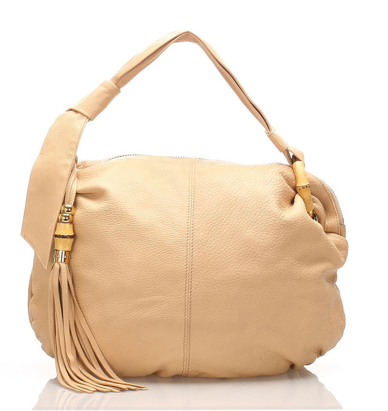 グッチ インディバンブー 232930 ベージュ レザー ショルダーバッグ レディース GUCCI 中古