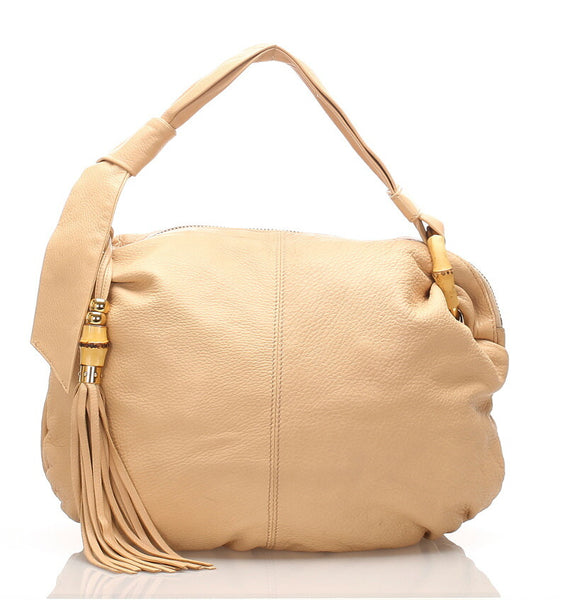 グッチ インディバンブー 232930 ベージュ レザー ショルダーバッグ レディース GUCCI 中古