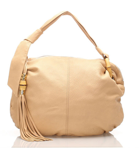 グッチ インディバンブー 232930 ベージュ レザー ショルダーバッグ レディース GUCCI 中古