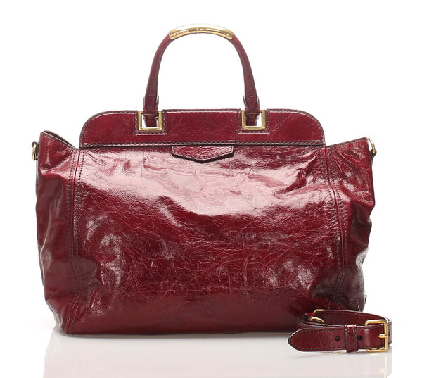 プラダ ボルドー レザー ショルダーバッグ レディース PRADA 中古