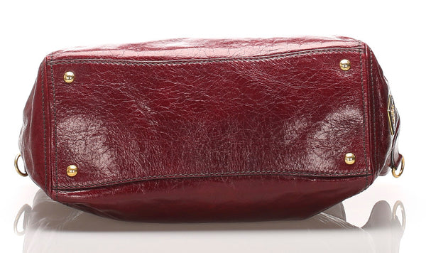 プラダ ボルドー レザー ショルダーバッグ レディース PRADA 中古