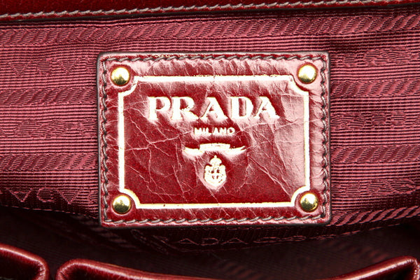 プラダ ボルドー レザー ショルダーバッグ レディース PRADA 中古