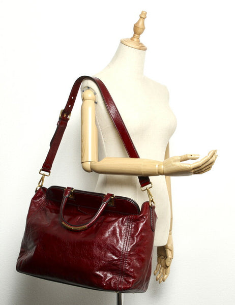 プラダ ボルドー レザー ショルダーバッグ レディース PRADA 中古