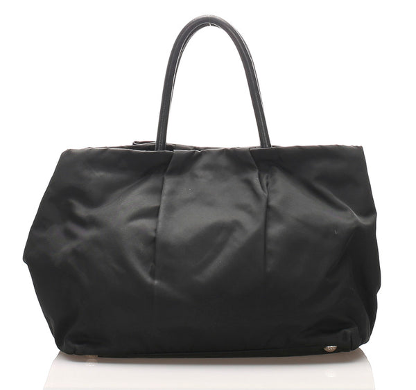 プラダ リボン ブラック  ナイロン レザー ハンドバッグ レディース PRADA 中古