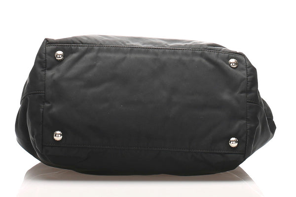 プラダ リボン ブラック  ナイロン レザー ハンドバッグ レディース PRADA 中古