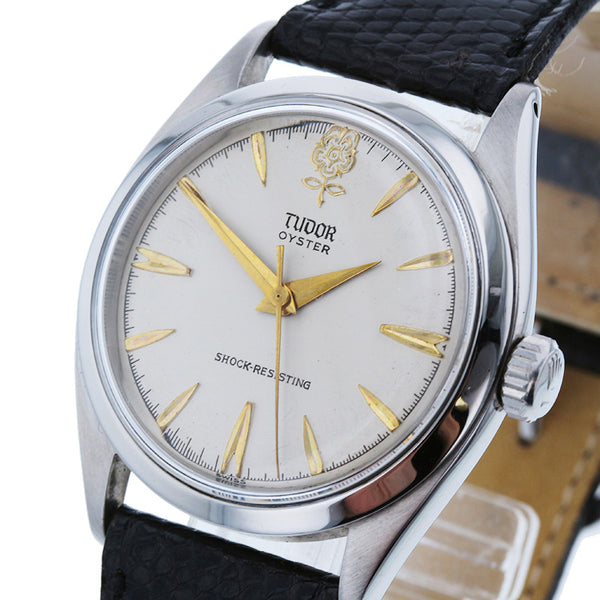 チュードル 大薔薇 7934 シルバー ブラック ステンレススチール 腕時計 メンズ TUDOR 手巻き アイボリー文字盤 【中古】