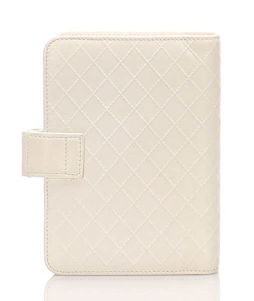 シャネル カメリア 銀座限定 ホワイト レザー 手帳カバー レディース CHANEL 中古