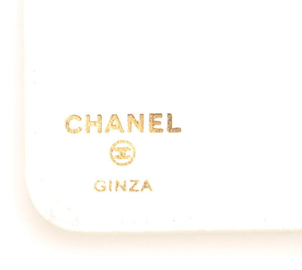 シャネル カメリア 銀座限定 ホワイト レザー 手帳カバー レディース CHANEL 中古
