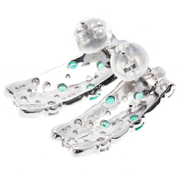 Pt900 プラチナ エメラルド0.22ct×２ ダイヤ0.25ct×2 ピアス レディース 中古