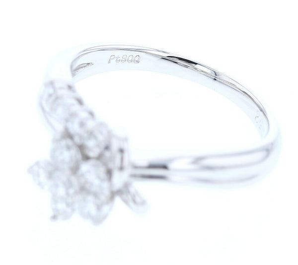 Pt900 プラチナ ダイヤ0.52ct フラワー リング 指輪 レディース 11号 中古