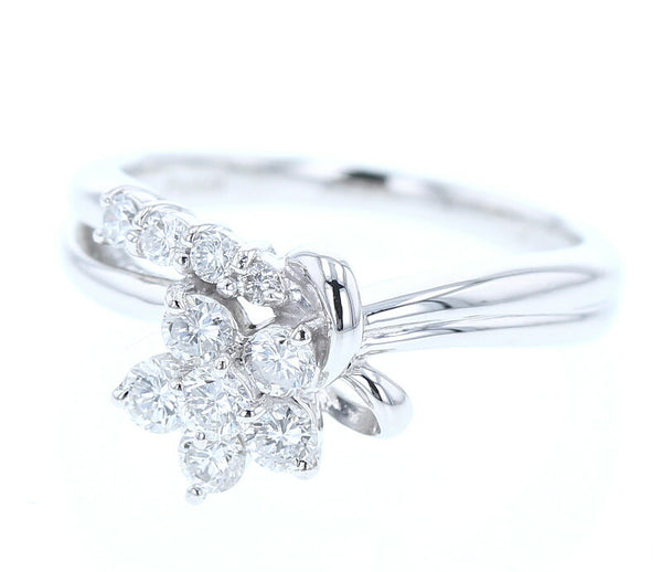 Pt900 プラチナ ダイヤ0.52ct フラワー リング 指輪 レディース 11号 中古