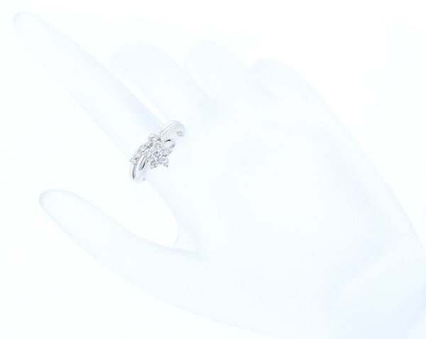 Pt900 プラチナ ダイヤ0.52ct フラワー リング 指輪 レディース 11号 中古