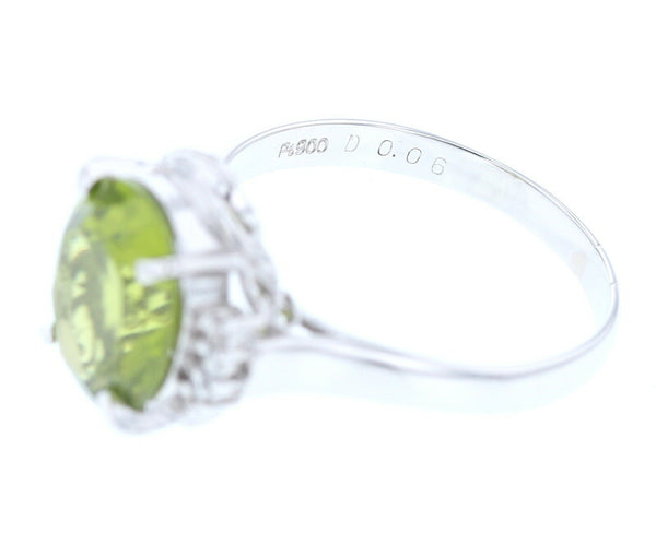 Pt900 プラチナ ペリドット3.55ct ダイヤ0.06ct リング 指輪 レディース 15号 中古