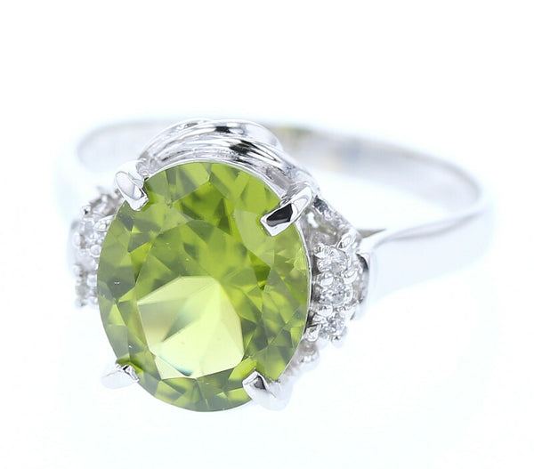 Pt900 プラチナ ペリドット3.55ct ダイヤ0.06ct リング 指輪 レディース 15号 中古