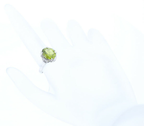 Pt900 プラチナ ペリドット3.55ct ダイヤ0.06ct リング 指輪 レディース 15号 中古