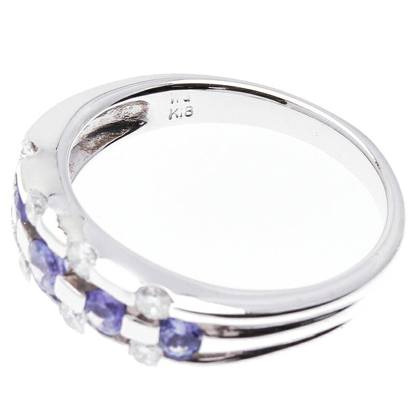 K18WG ホワイトゴールド タンザナイト0.40ct ダイヤ0.25ct リング 指輪 レディース 12号 中古