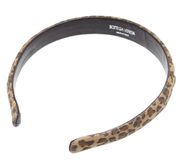 ボッテガヴェネタ レオパード ヒョウ柄 ブラウン ナイロン ヘアアクセサリー カチューシャ レディース BOTTEGAVENETA 中古