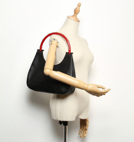 グッチ 1.3739 ブラック  レザー ショルダーバッグ レディース GUCCI 中古