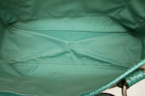 グッチ GG 113017 グリーン ベージュ キャンバス レザー トートバッグ レディース GUCCI 中古