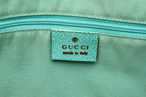 グッチ GG 113017 グリーン ベージュ キャンバス レザー トートバッグ レディース GUCCI 中古