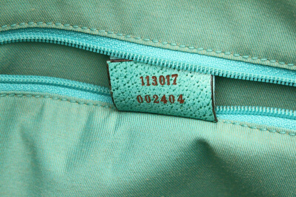 グッチ GG 113017 グリーン ベージュ キャンバス レザー トートバッグ レディース GUCCI 中古