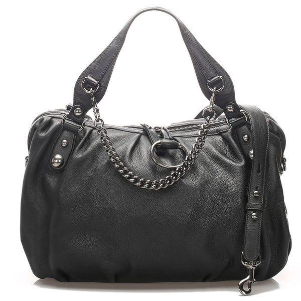 グッチ 228585 ブラック  レザー トートバッグ レディース GUCCI 中古