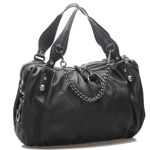 グッチ 228585 ブラック  レザー トートバッグ レディース GUCCI 中古