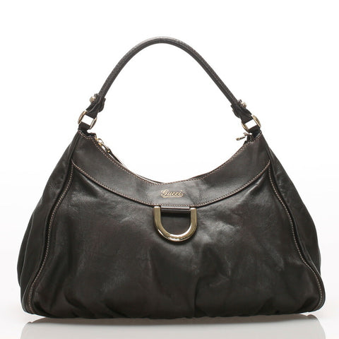 グッチ アビー 189833 ブラウン  レザー ショルダーバッグ レディース GUCCI 中古